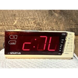 Vintage Spartus Large Display Radio Alarm Clock AM/FM Model 0123 Works